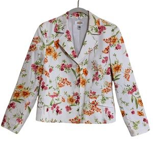 NWOT Talbots Floral Print Shoulder Pad Blazer Jacket